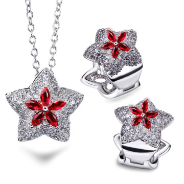 Custom Design 925 Sterling Silver Star Set Jóias Ruby Stone